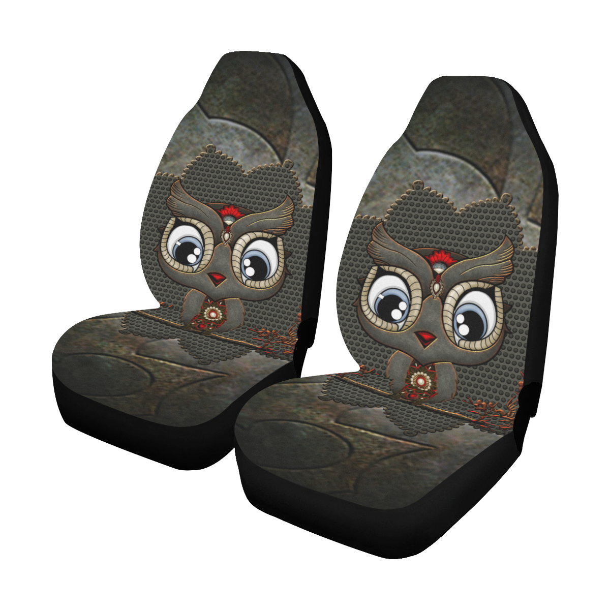 Funny steampunk owl Car Seat Covers (Set of 2) ID D2990111