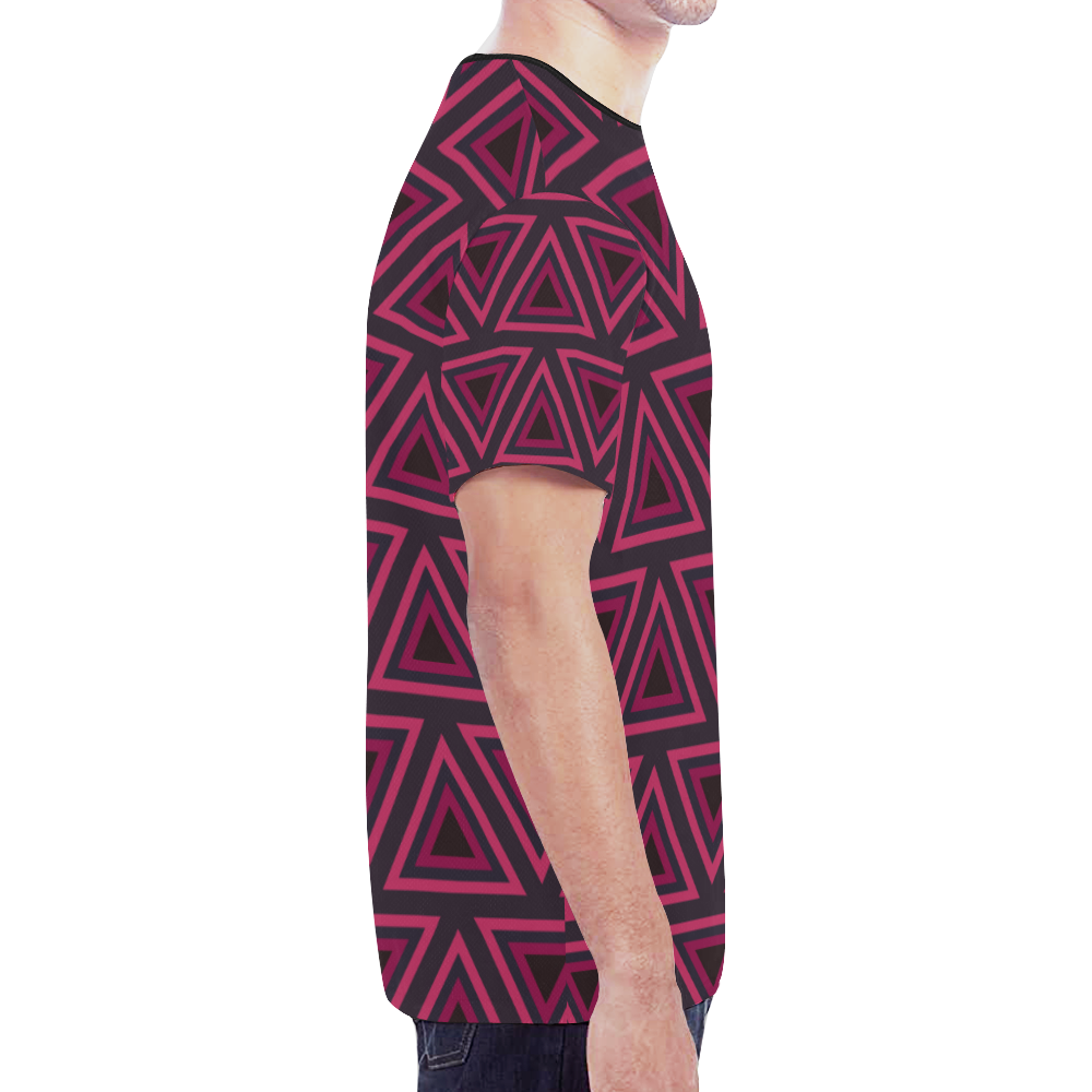 Tribal Ethnic Triangles New All Over Print T-shirt for Men/Large Size (Model T45)