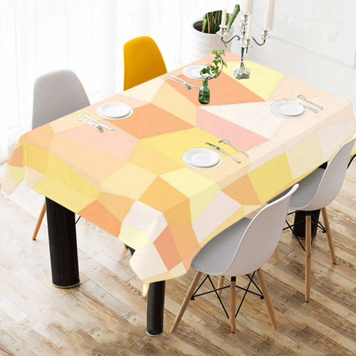 Yellow Gold Mosaic Cotton Linen Tablecloth 60"x 84"