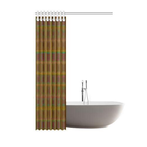 Golden brown multicolored multiple squares Shower Curtain 48"x72"