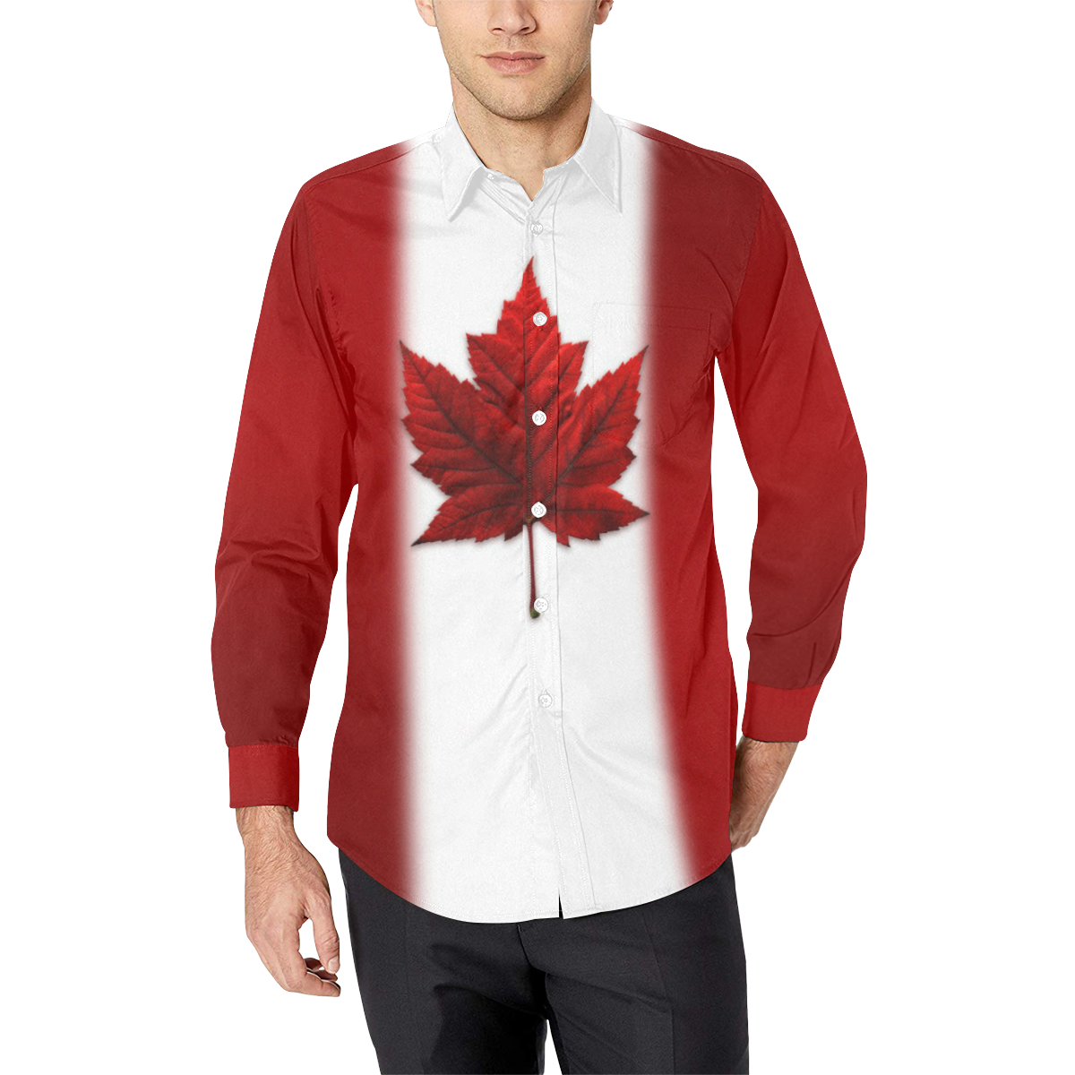 Canada Flag Shirts Button-Down Men's All Over Print Casual Dress Shirt (Model T61)