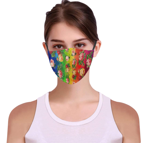 Rainbow Roses 3D Mouth Mask with Drawstring (Pack of 3) (Model M04)