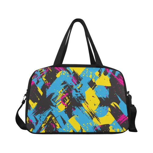 Colorful paint stokes on a black background Fitness Handbag (Model 1671)