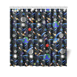 Galaxy Universe - Planets, Stars, Comets, Rockets Shower Curtain 69"x70"