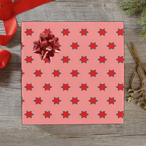 many stars red Gift Wrapping Paper 58"x 23" (5 Rolls)