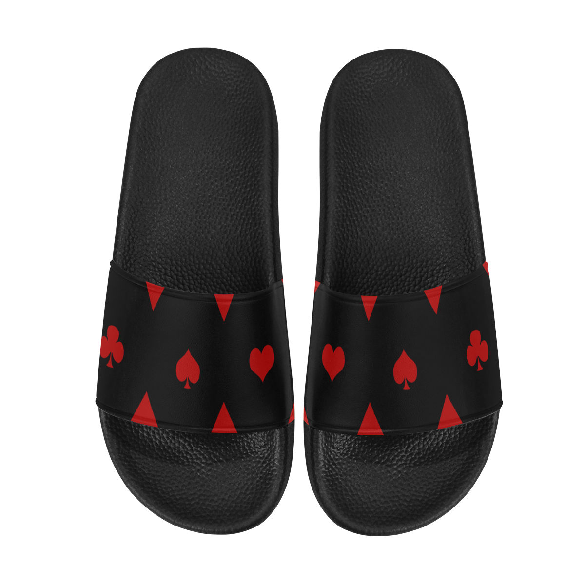 Las Vegas Black Red Play Card Shapes Women's Slide Sandals (Model 057)