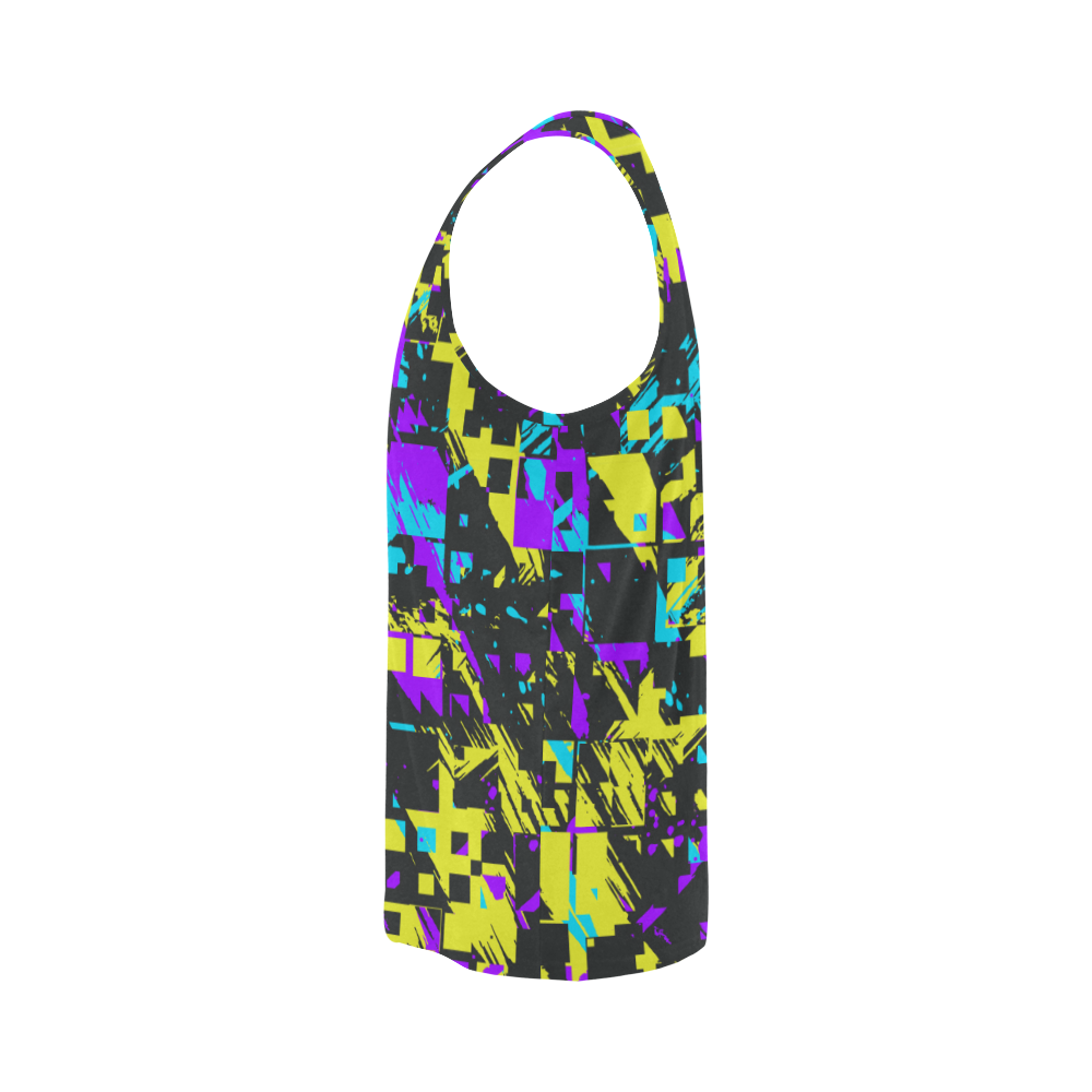 Purple yelllow squares All Over Print Tank Top for Men (Model T43)