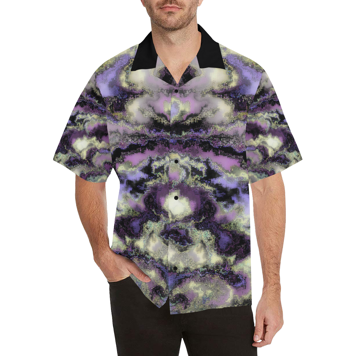 Purple marble Hawaiian Shirt (Model T58)