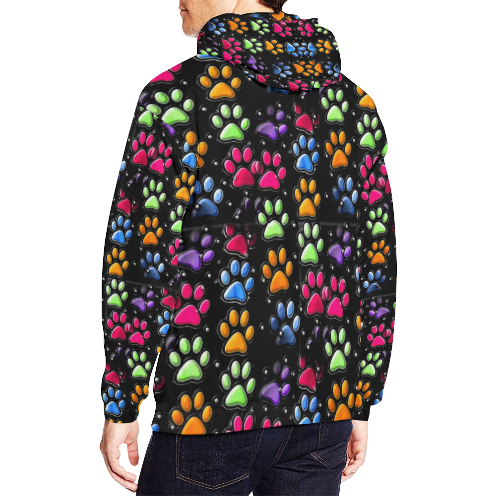 Paws Popart by Nico Bielow All Over Print Hoodie for Men/Large Size (USA Size) (Model H13)