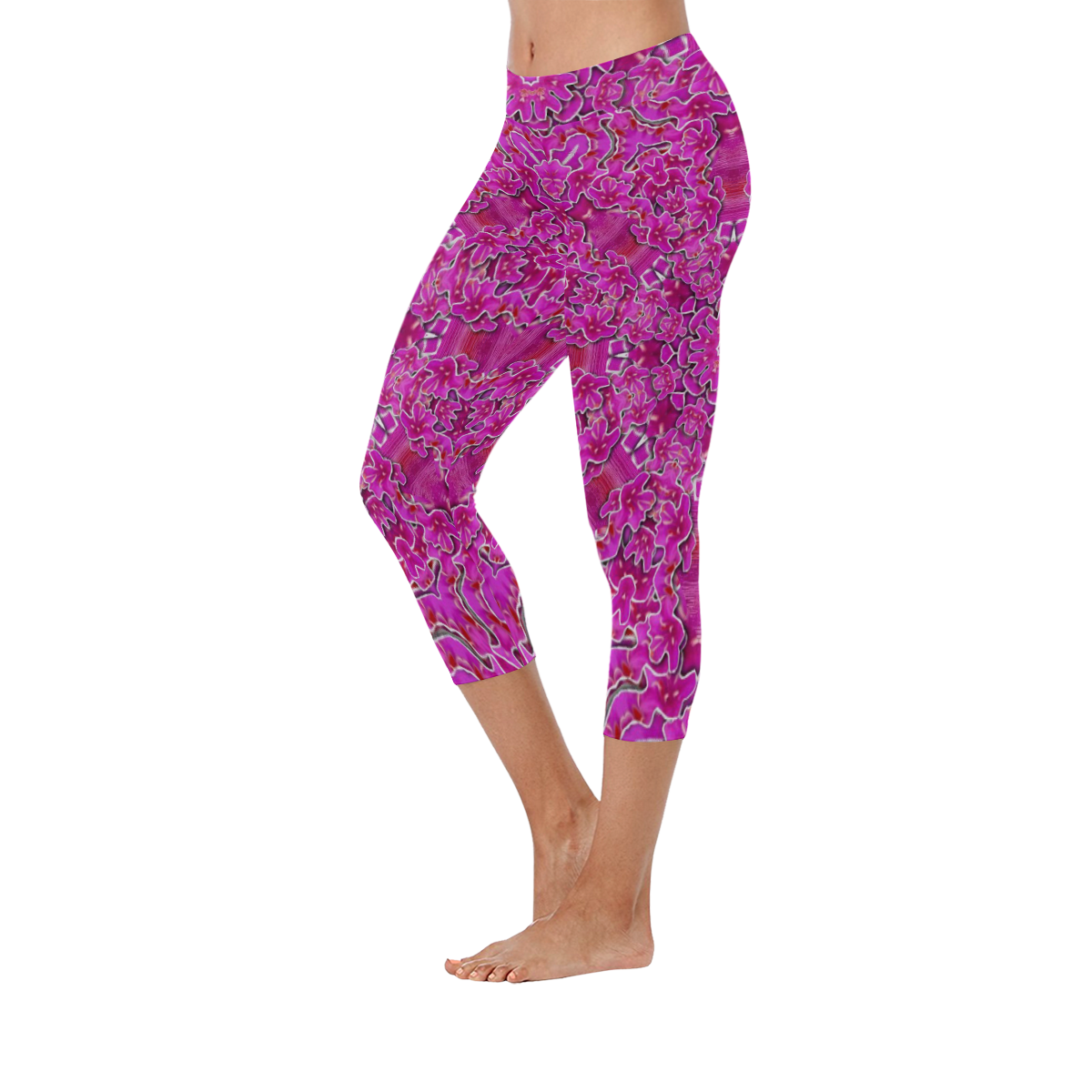 flowering and blooming to bring happiness Women's Low Rise Capri Leggings (Invisible Stitch) (Model L08)