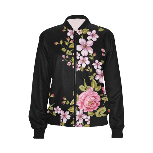 Pure Nature - Summer Of Pink Roses 1 All Over Print Bomber Jacket for Women (Model H36)
