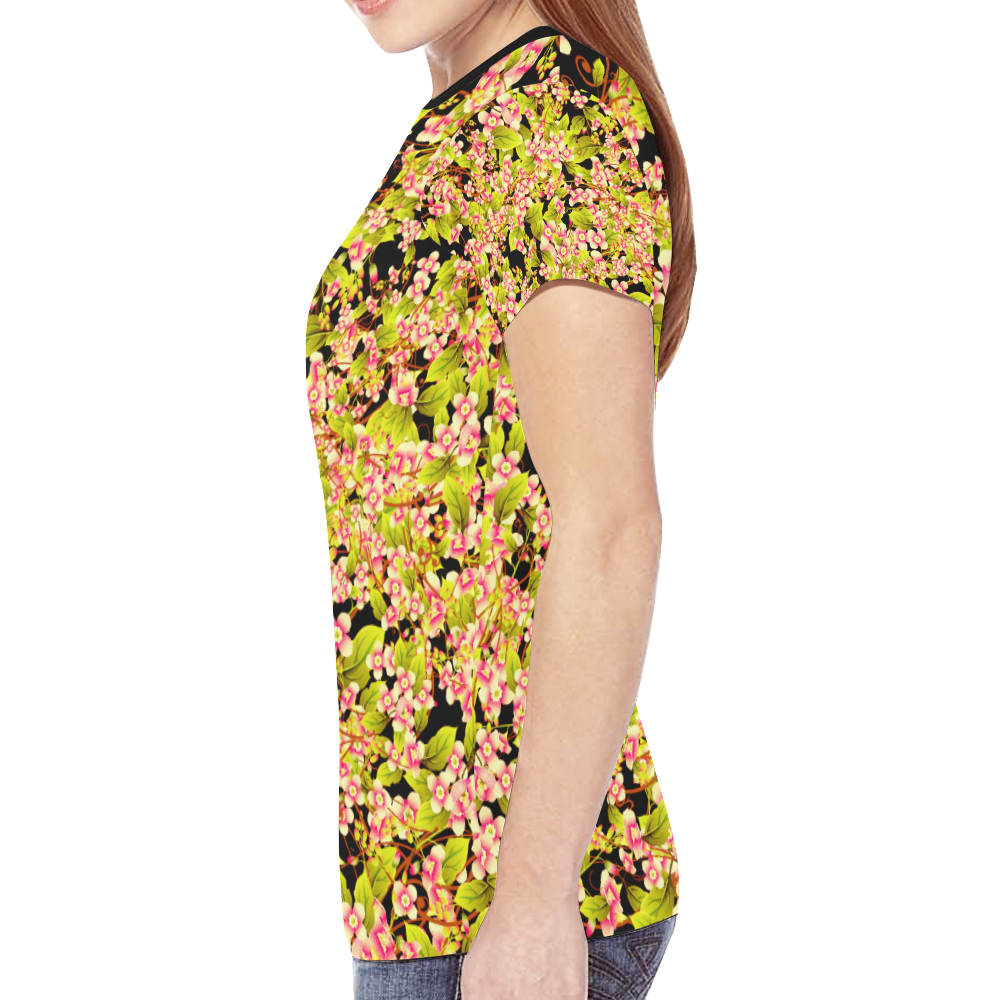 Flower Pattern New All Over Print T-shirt for Women (Model T45)