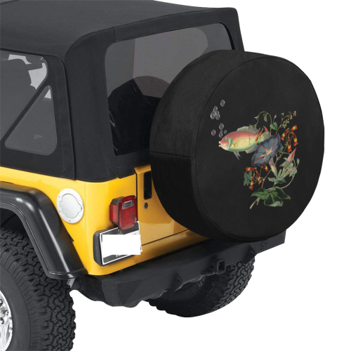 Fish With Flowers Surreal 34 Inch Spare Tire Cover