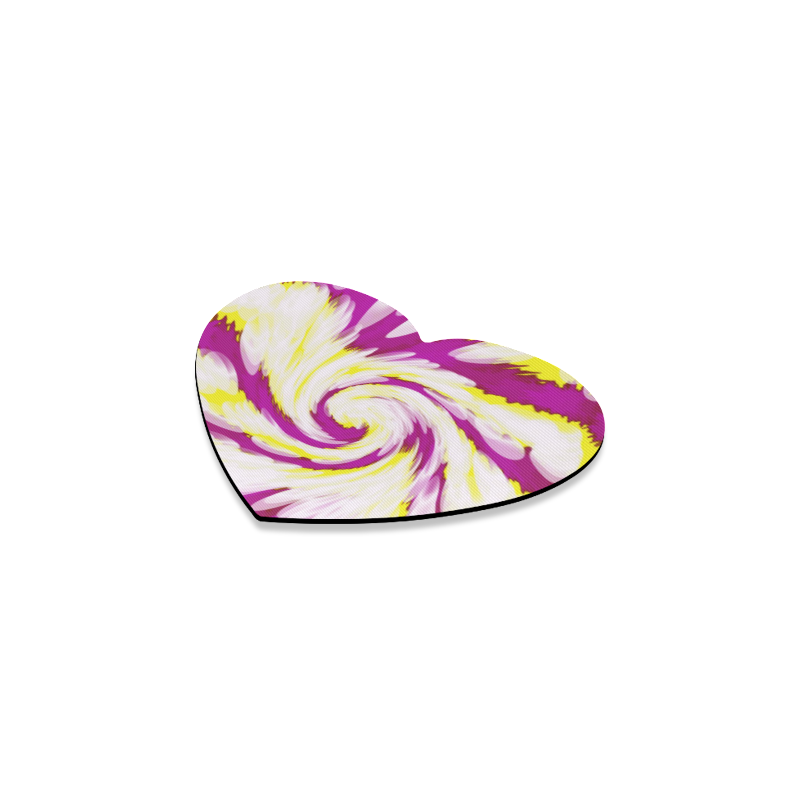 Pink Yellow Tie Dye Swirl Abstract Heart Coaster