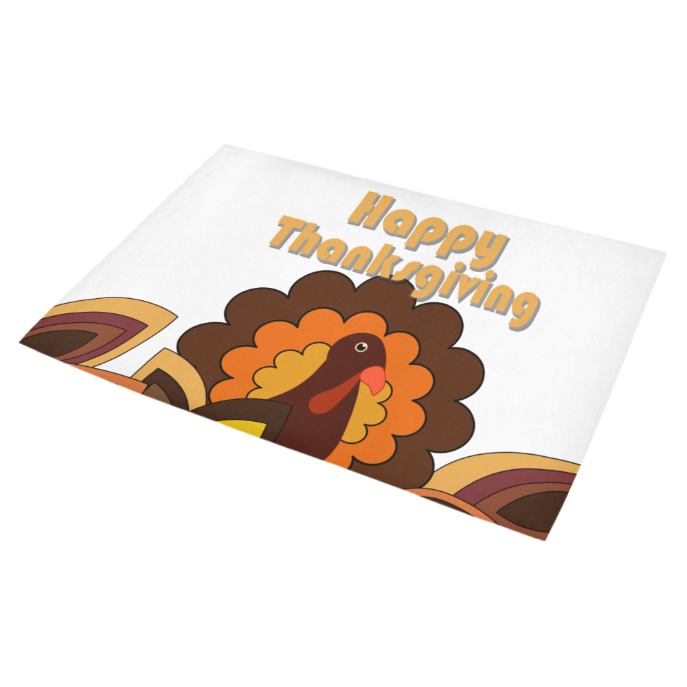 Retro Turkey Happy Thanksgiving Azalea Doormat 30" x 18" (Sponge Material)