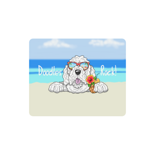 Doodle Beach- white Rectangle Mousepad