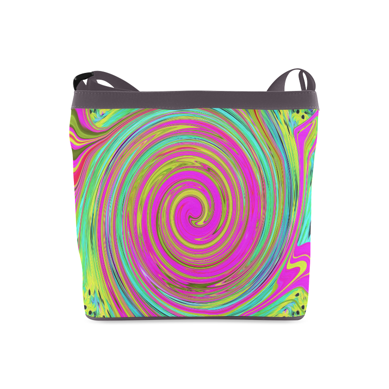 Groovy Abstract Pink Swirl Crossbody Bags (Model 1613)