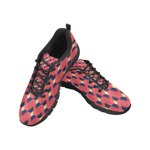 red triangle tile ceramic Women's Breathable Running Shoes/Large (Model 055)
