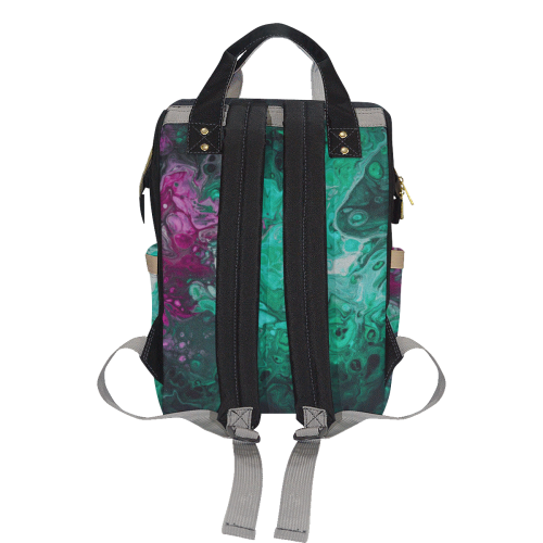 Alien Swirl Purple Green Diaper Backpack. Multi-Function Diaper Backpack/Diaper Bag (Model 1688)
