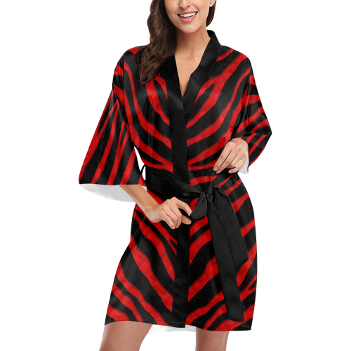 Ripped SpaceTime Stripes - Red Kimono Robe