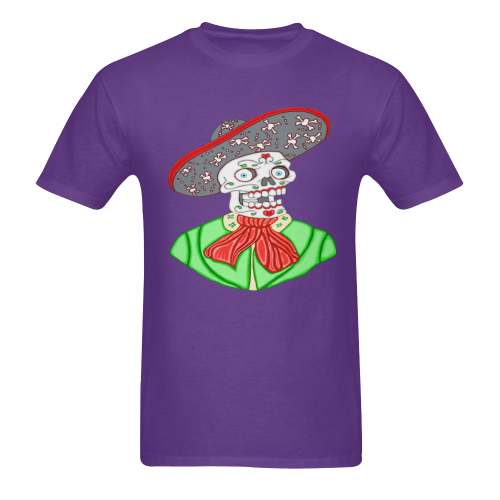 Mariachi Sugar Skull Purple Men's T-Shirt in USA Size (Two Sides Printing)