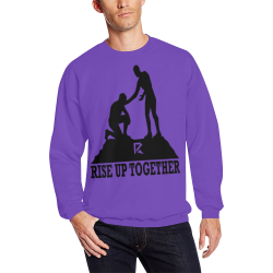 Crewneck Sweatshirt for Men (Black & Purple) All Over Print Crewneck Sweatshirt for Men (Model H18)