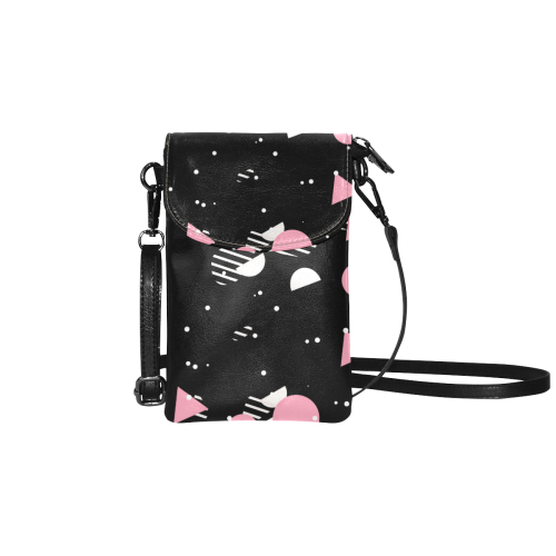 Pink Black and White Geometric Small Cell Phone Purse (Model 1711)
