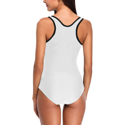 White vest style swimming costume with angel Vest One Piece Swimsuit (Model S04)