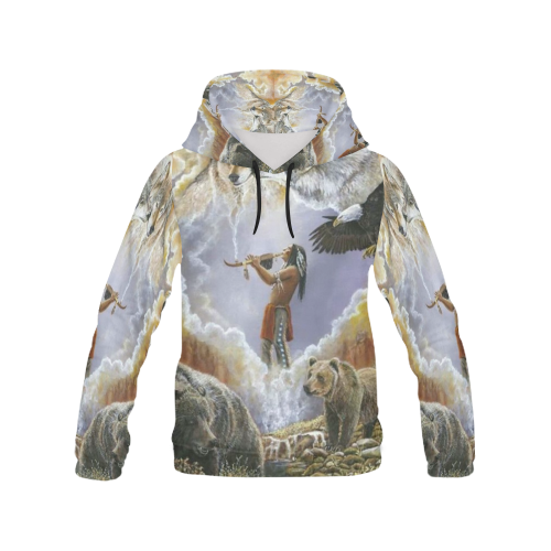 One With Nature Peace Pipe All Over Print Hoodie for Women (USA Size) (Model H13)