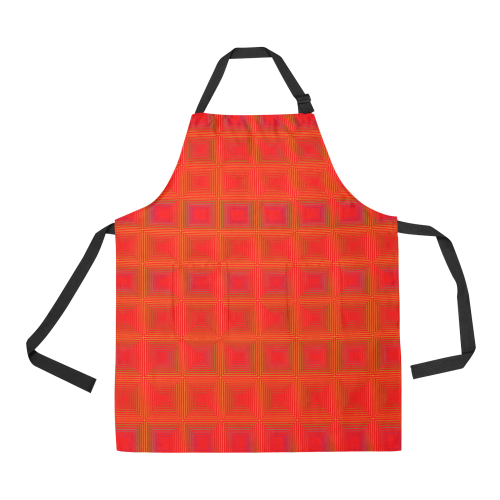 Red orange multicolored multiple squares All Over Print Apron