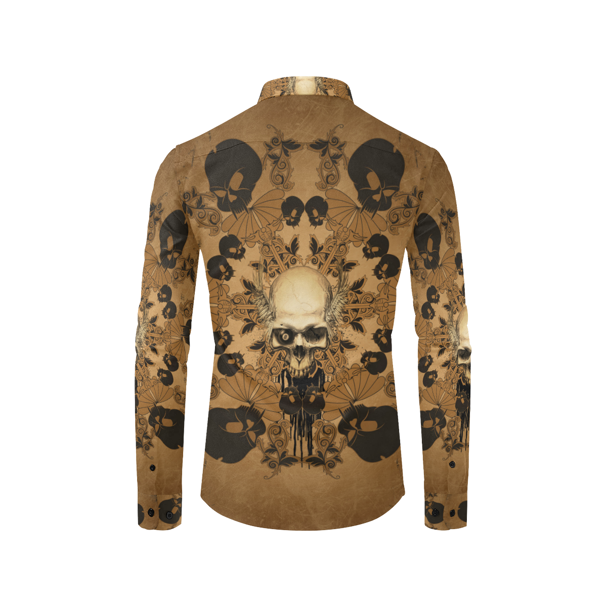 Skull with skull mandala on the background Men's All Over Print Casual Dress Shirt (Model T61)