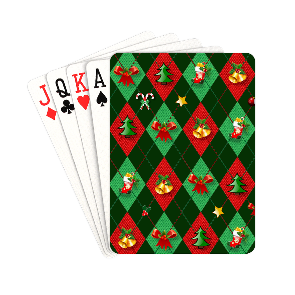 Christmas Argyle Ugly Sweater Pattern on Green Playing Cards 2.5"x3.5"