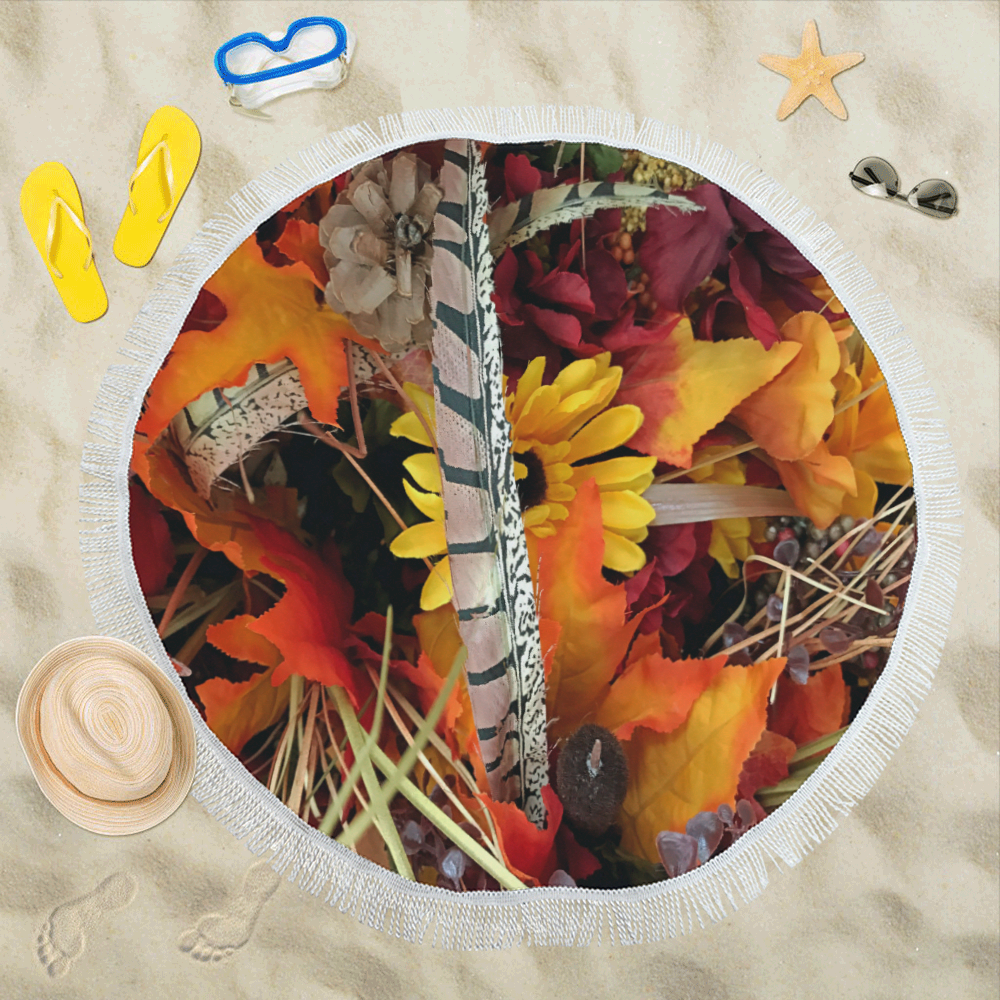 Autumn Blends Circular Beach Shawl 59"x 59"