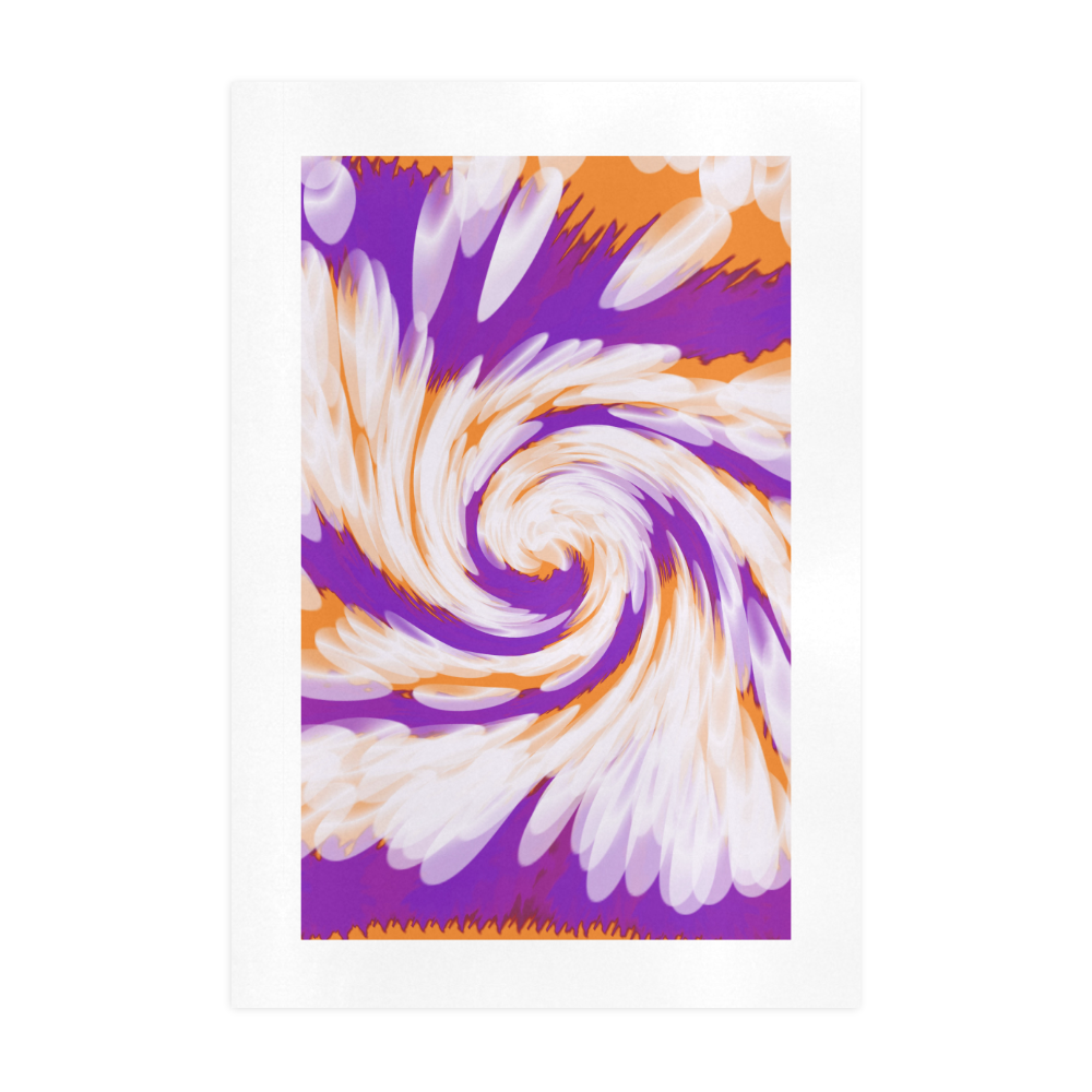 Purple Orange Tie Dye Swirl Abstract Art Print 19‘’x28‘’