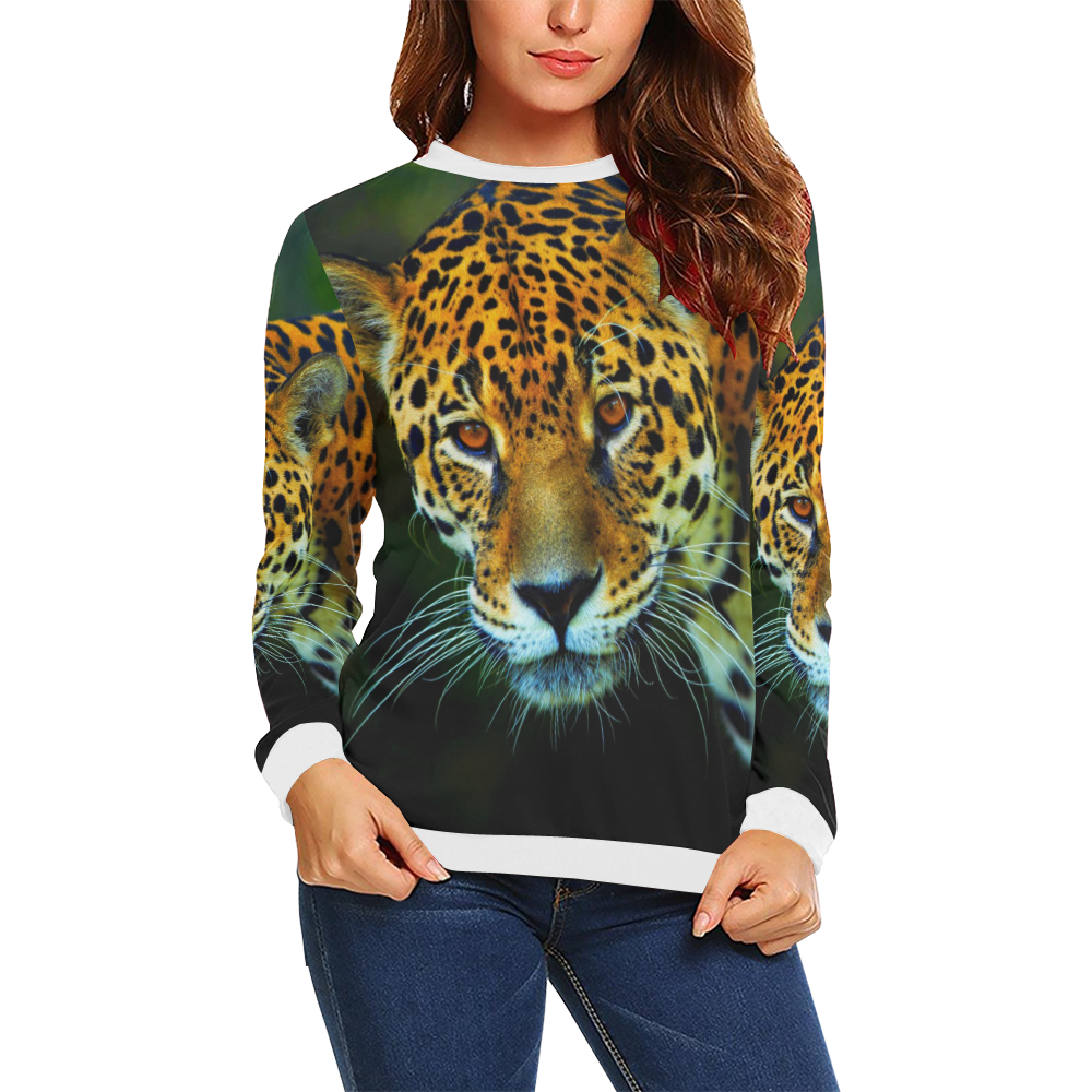 JAGUAR All Over Print Crewneck Sweatshirt for Women (Model H18)