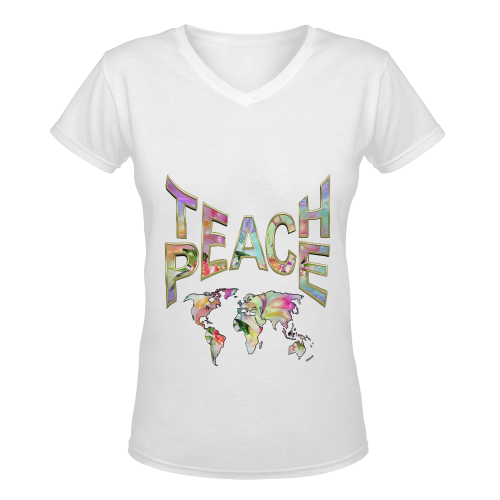 Teach Peace by Just kidding Women's Deep V-neck T-shirt (Model T19)