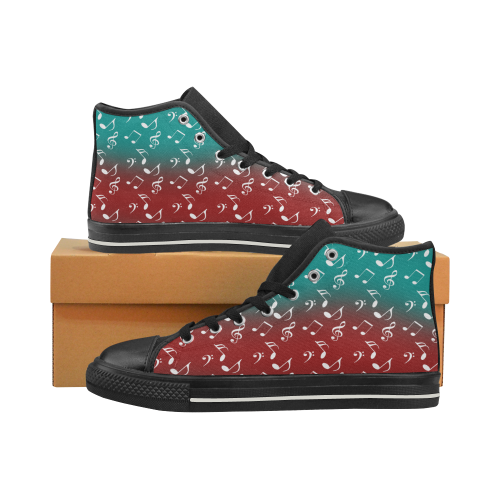 red teal music Women's Classic High Top Canvas Shoes (Model 017)