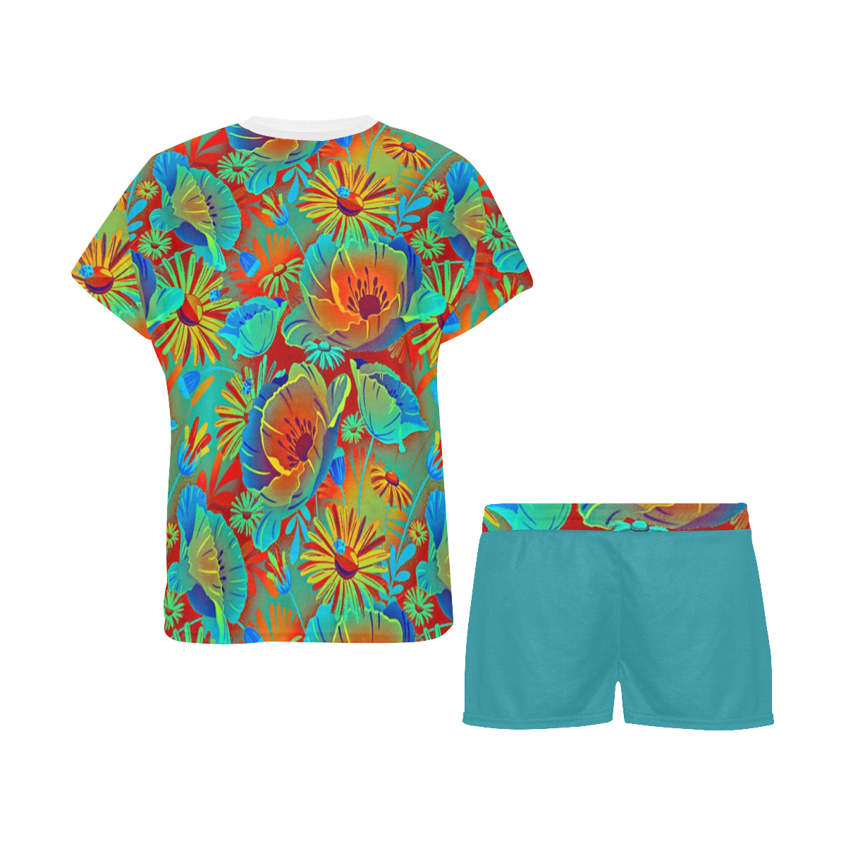bright tropical floral Women's Short Pajama Set