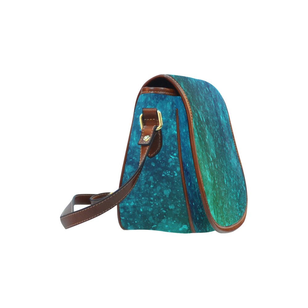 Blue and Green Abstract Saddle Bag/Large (Model 1649)