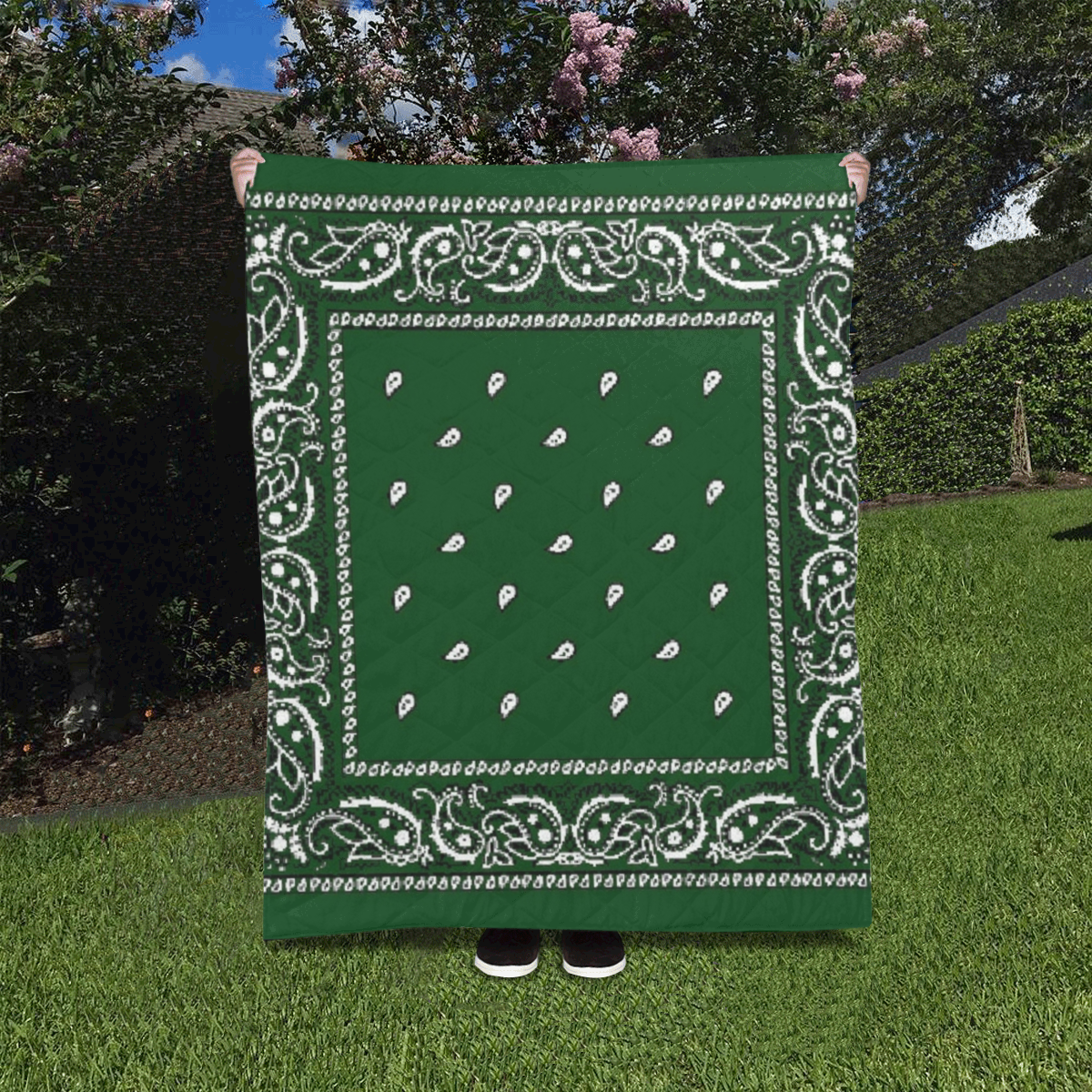 KERCHIEF PATTERN GREEN Quilt 40"x50"
