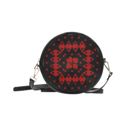 Black and Red Playing Card Shapes Round Sling Bag (Model 1647)