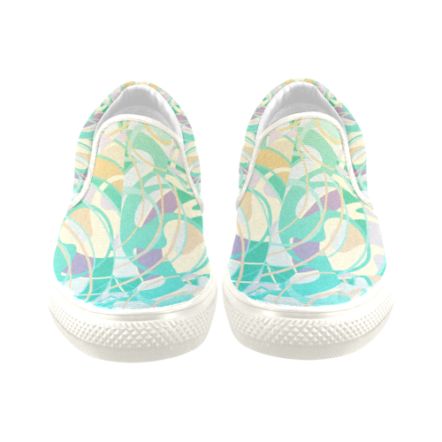 Summer Beach Days Abstract * Teal Women's Unusual Slip-on Canvas Shoes (Model 019)