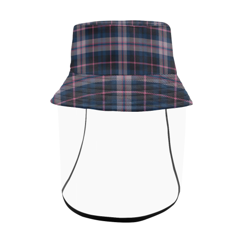 stripe blue pink Men's Bucket Hat (Detachable Face Shield)