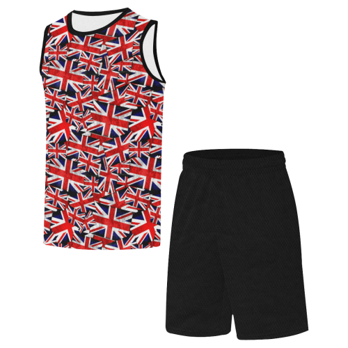 Union Jack British UK Flag - Black All Over Print Basketball Uniform