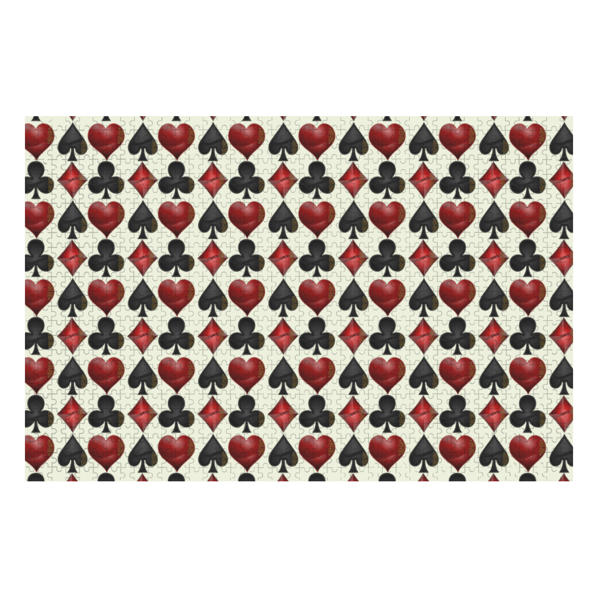 Las Vegas Black and Red Casino Poker Card Shapes 1000-Piece Wooden Photo Puzzles