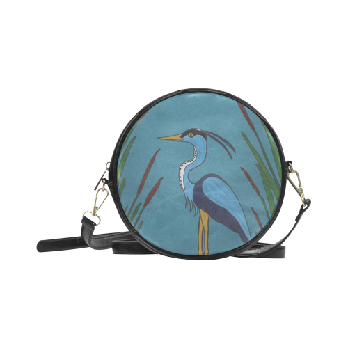 Blue Heron in the Cattails Round Sling Bag (Model 1647)