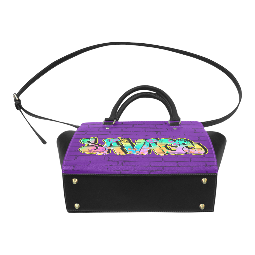 Savage Graffiti Brick Purple Classic Shoulder Handbag (Model 1653)