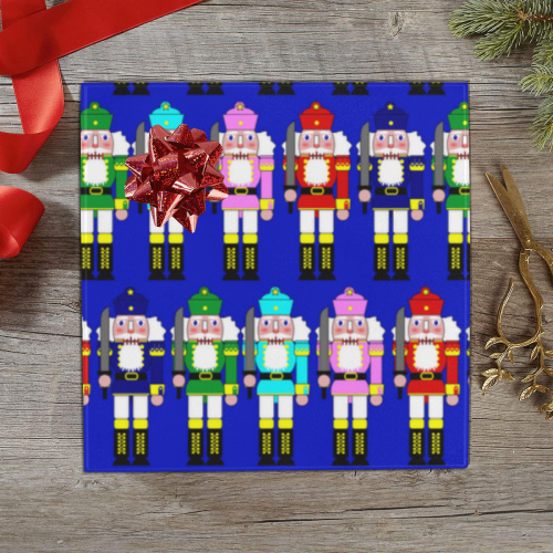 Christmas Nutcracker Toy Soldiers on Blue Gift Wrapping Paper 58"x 23" (3 Rolls)