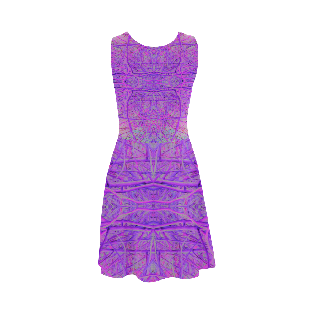 Hot Pink and Purple Abstract Branch Pattern Atalanta Sundress (Model D04)