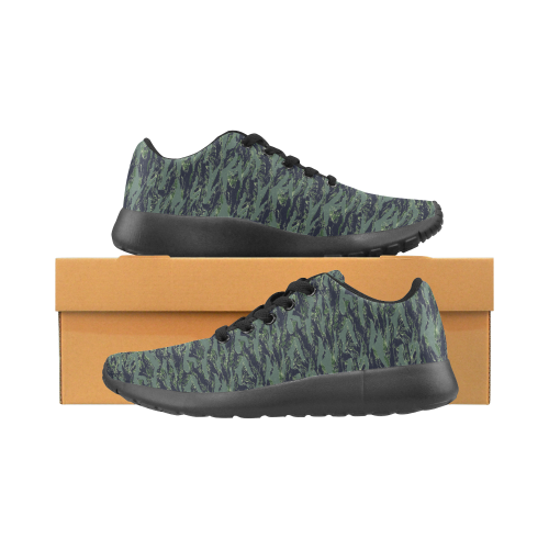 Jungle Tiger Stripe Green Camouflage Women's Running Shoes/Large Size (Model 020)